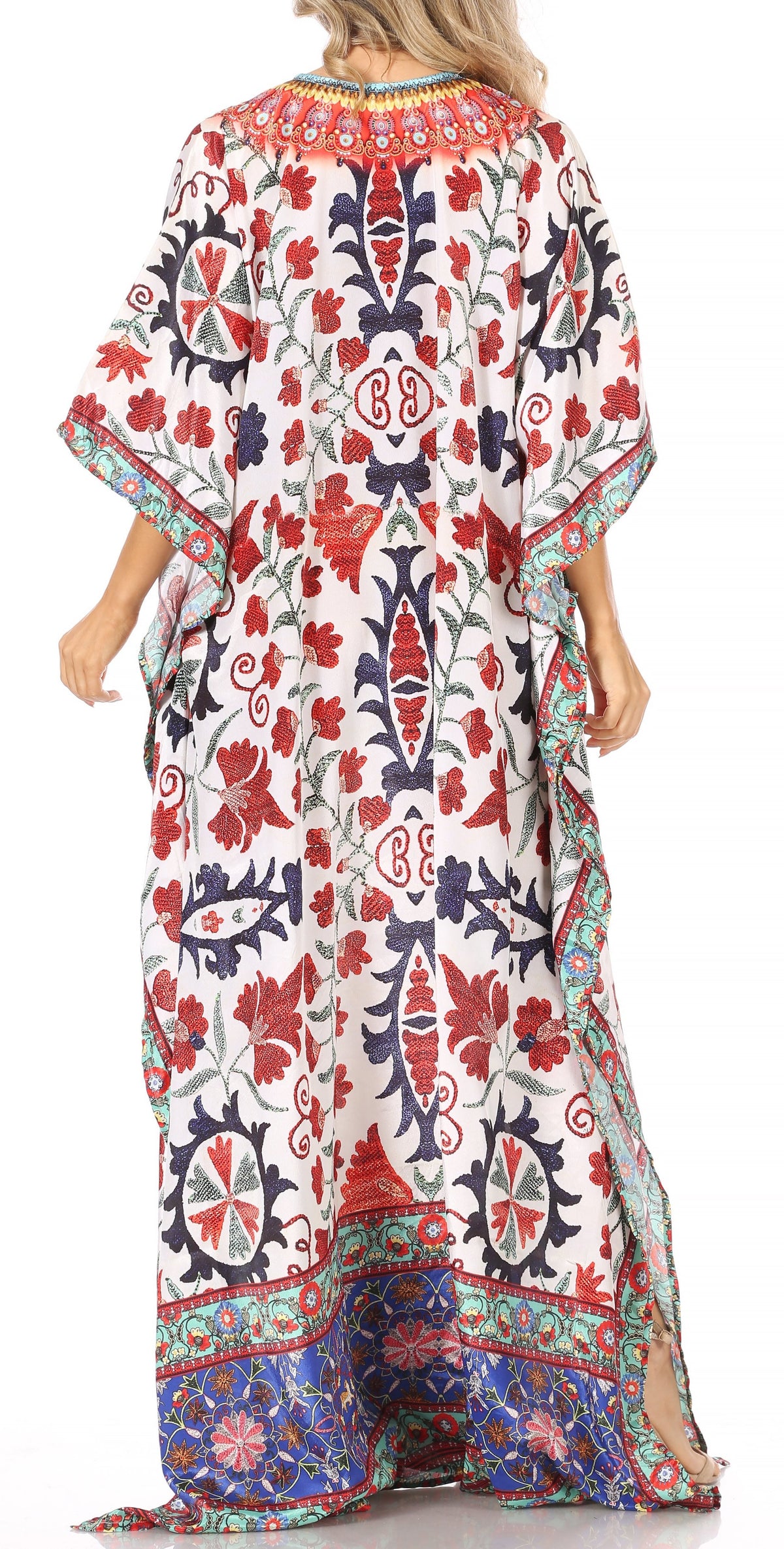 Rhinestone V-Neck Caftan Cover-Up