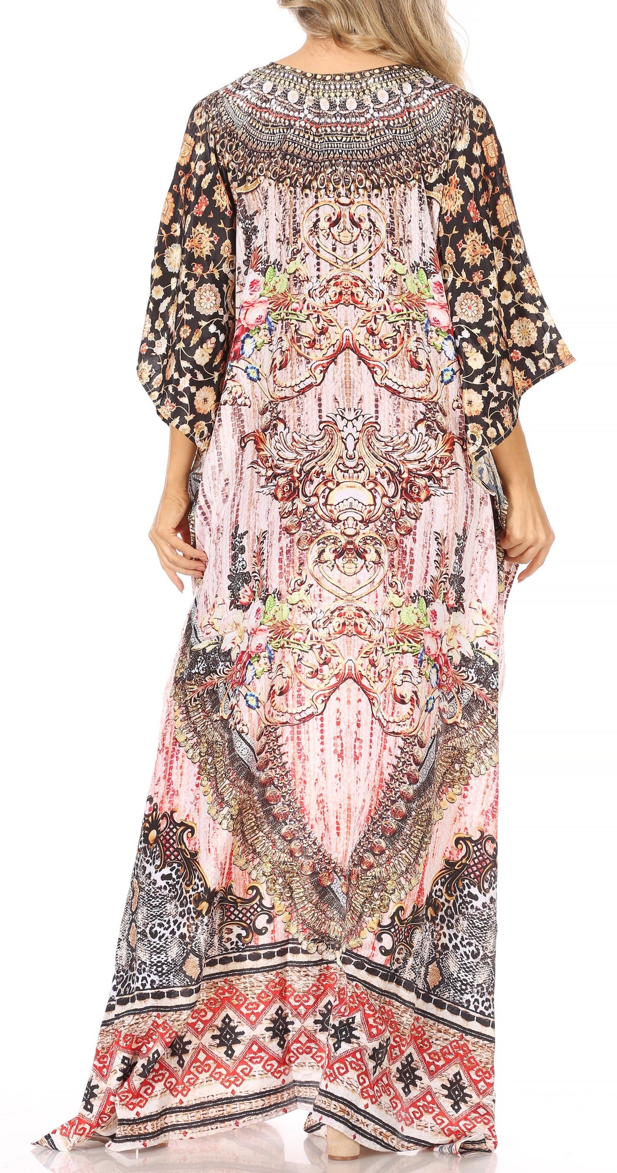 Rhinestone V-Neck Caftan Cover-Up