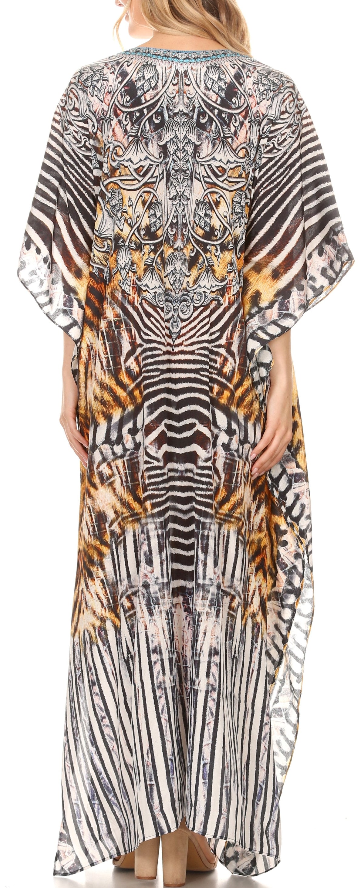 Rhinestone V-Neck Caftan Cover-Up