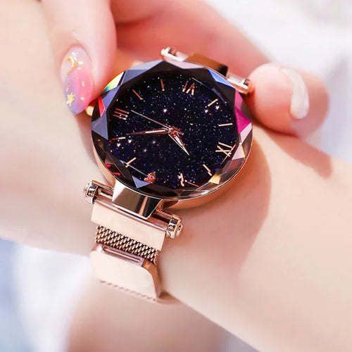 Reloj Mujer Luxury Starry Sky Women Watches Magnetic Mesh Belt Band