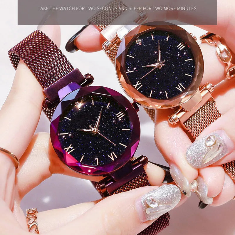 Reloj Mujer Luxury Starry Sky Women Watches Magnetic Mesh Belt Band