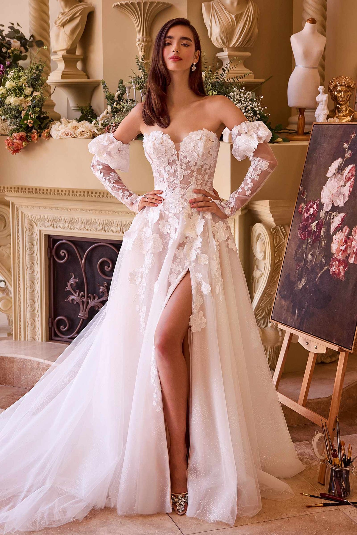 Andrea & Leo Gown Floral Appliqued Strapless Wedding Ball Gown — photo 6