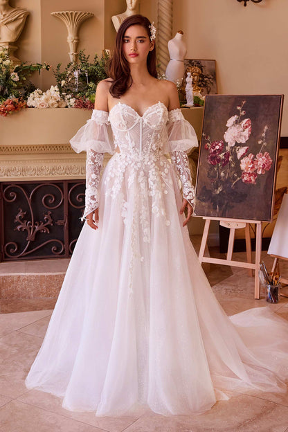 Andrea & Leo Gown Floral Appliqued Strapless Wedding Ball Gown — photo 1