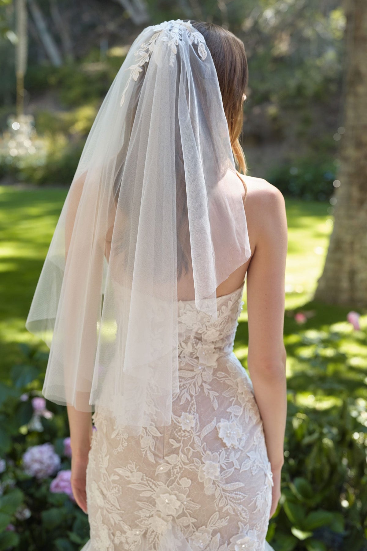 Andrea & Leo Fit and Flare Strapless Wedding Gown Includes Veil — photo 4