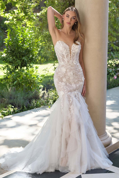 Andrea & Leo Fit and Flare Strapless Wedding Gown Includes Veil — photo 5