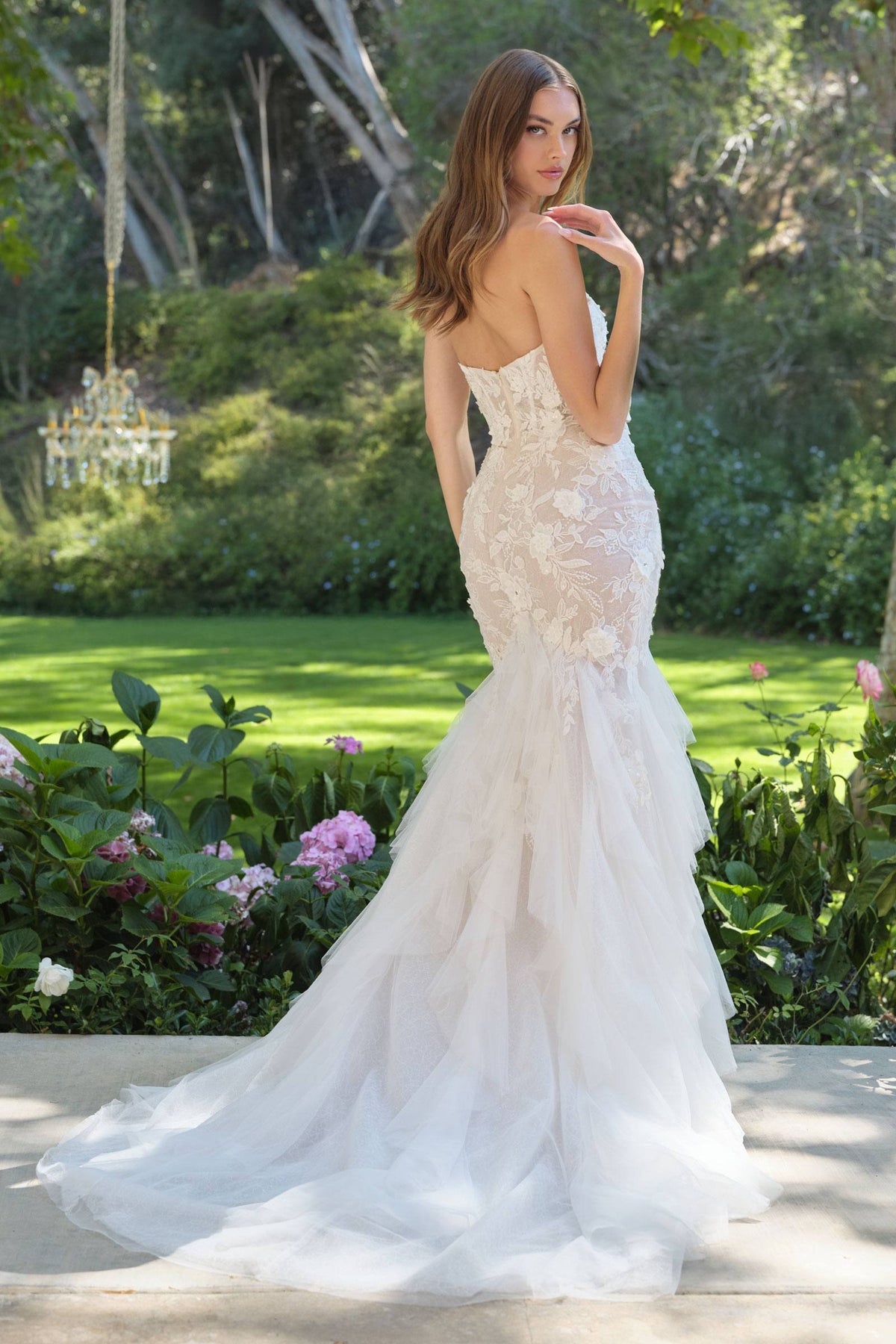 Andrea & Leo Fit and Flare Strapless Wedding Gown Includes Veil — photo 2