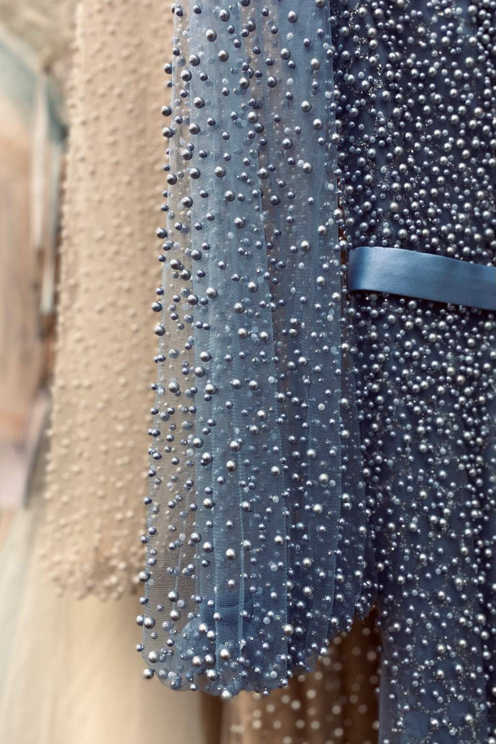 Andrea & Leo Pearl Beaded Long Sleeve Fit and Flare Long Dress — photo 13