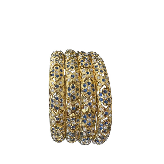 Amira Sapphire Pearl Bangles - Set of 4