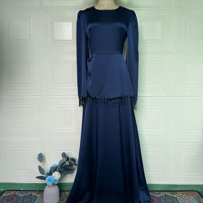 Dark brown Beaded Fringe Cuff Maxi Dress – view 7