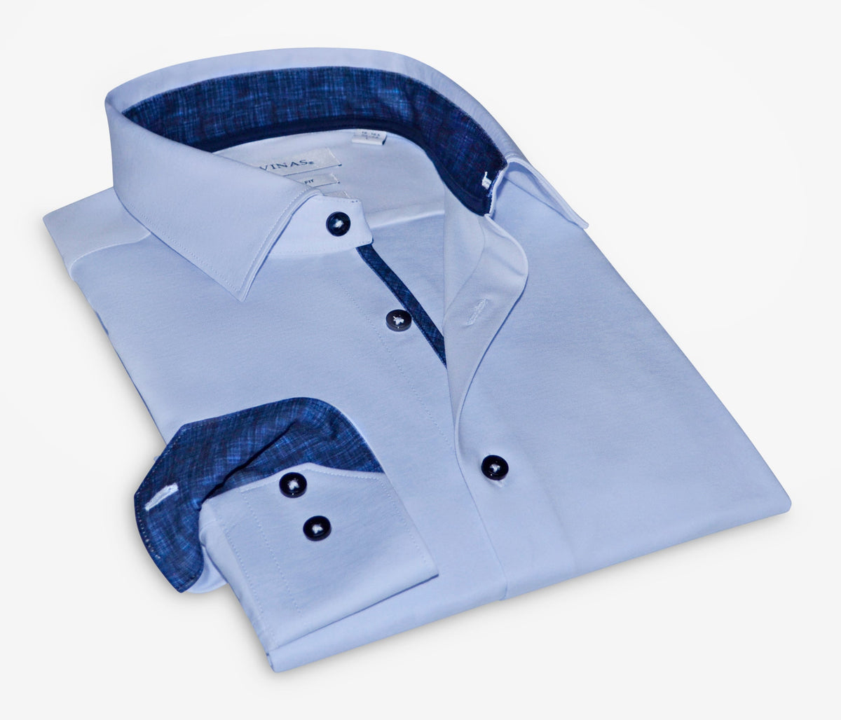 LEVINAS Ralph Cotton Stretch Button-Up Shirt — Blue