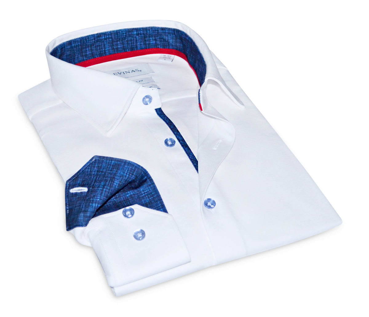 LEVINAS Ron Cotton Stretch Button-Up Shirt — White