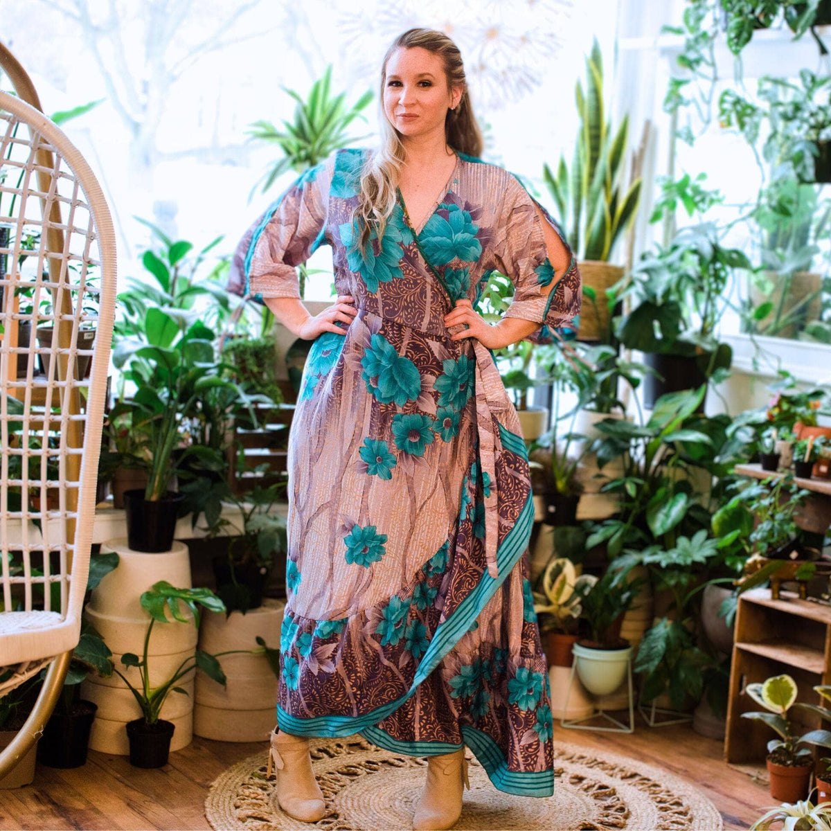 Zaria Reclaimed Sari Wrap Dress