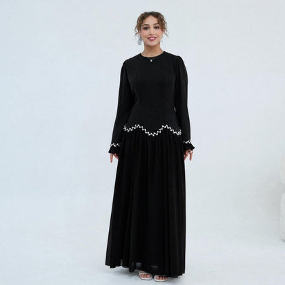 Black Crystal-Trim Ruffle Cuffs Maxi Dress – view 5
