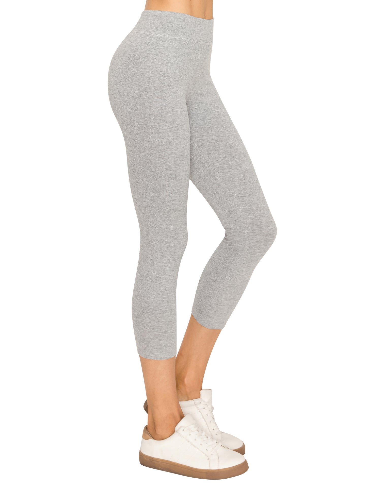 EttelLut Cotton Spandex Basic Leggings Pants - Jersey CAPRI Leggings