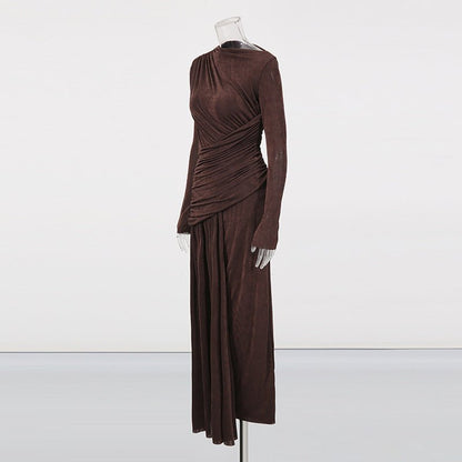 Pink Diagonal Ruched Maxi Dress – view 11