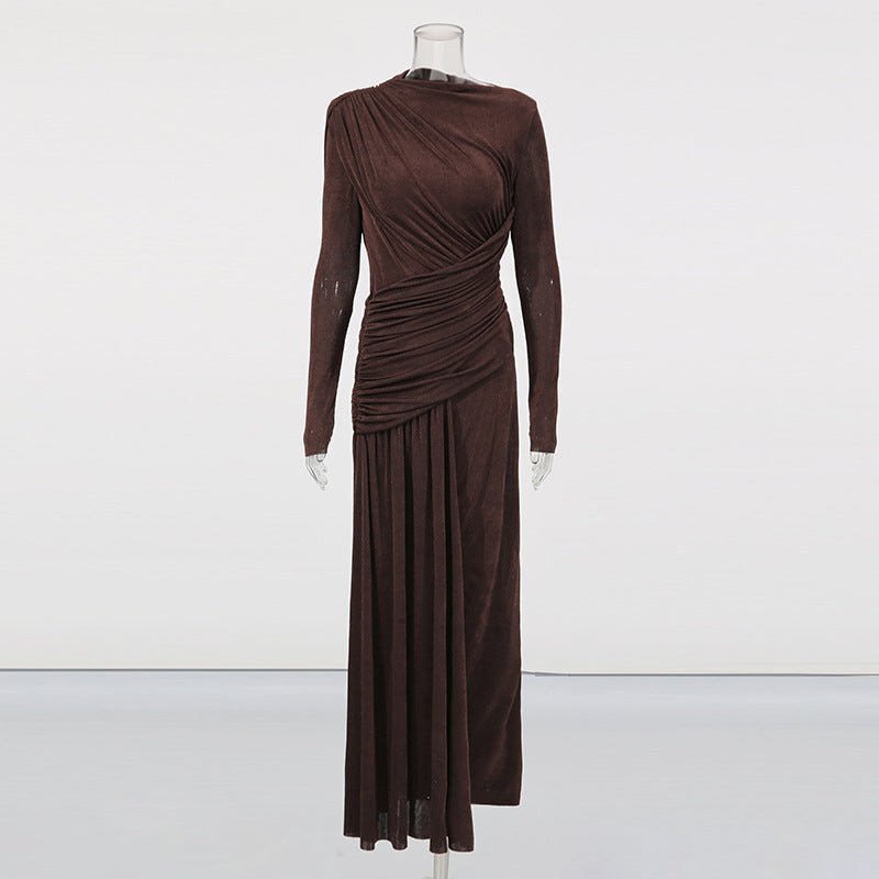 Pink Diagonal Ruched Maxi Dress – view 10