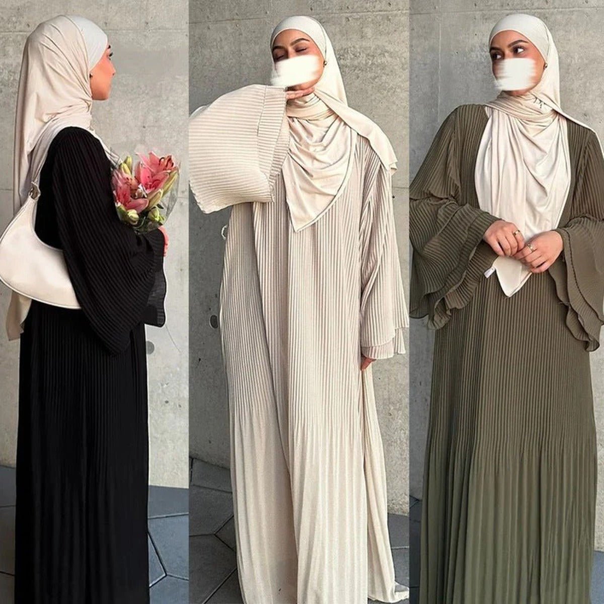Pleated Chiffon Pullover Robe Dress