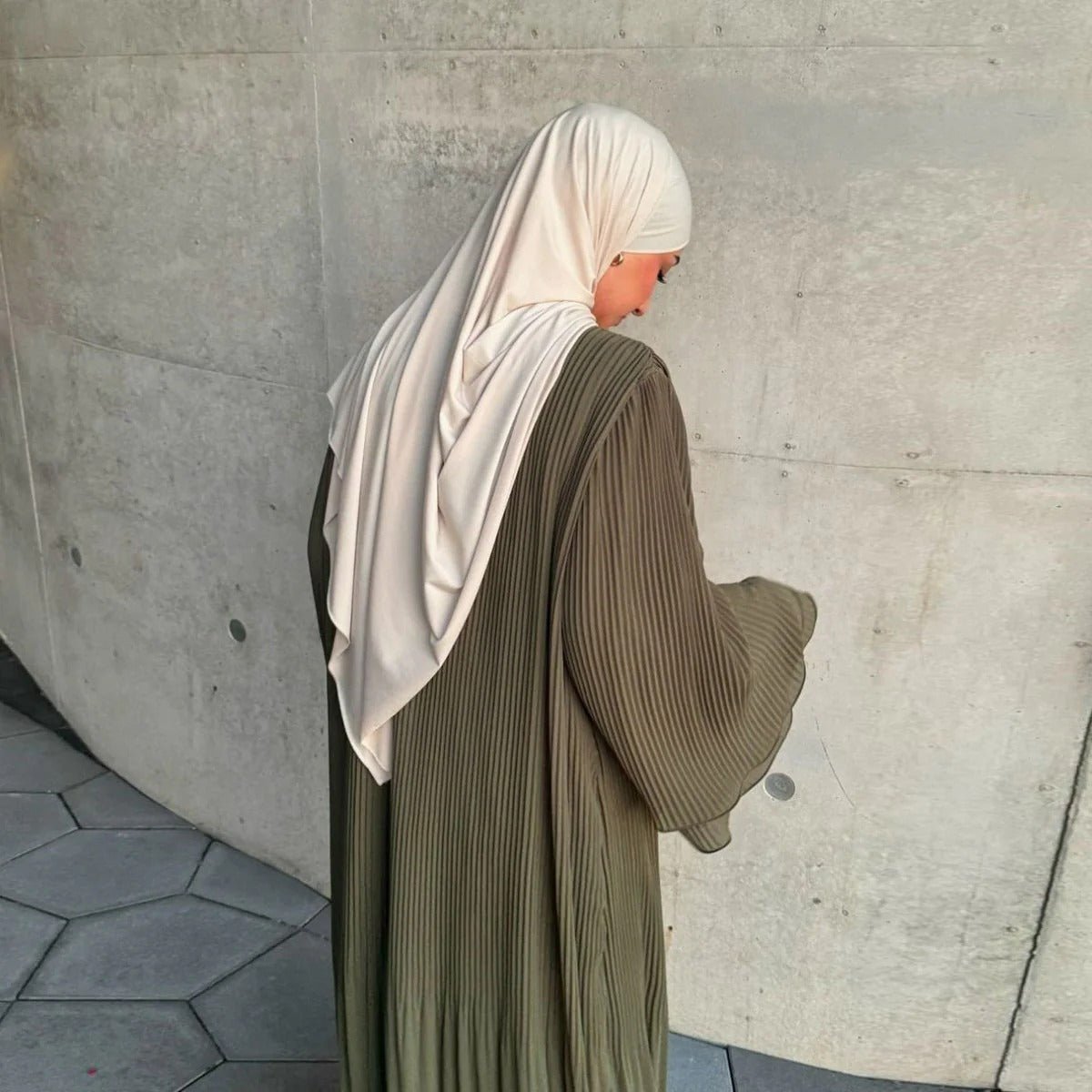 Pleated Chiffon Pullover Robe Dress