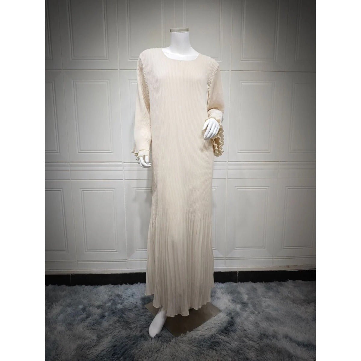 Pleated Chiffon Pullover Robe Dress