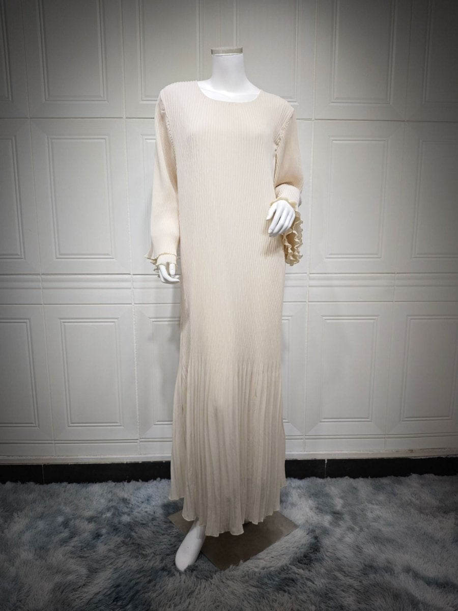 Pleated Chiffon Pullover Robe Dress