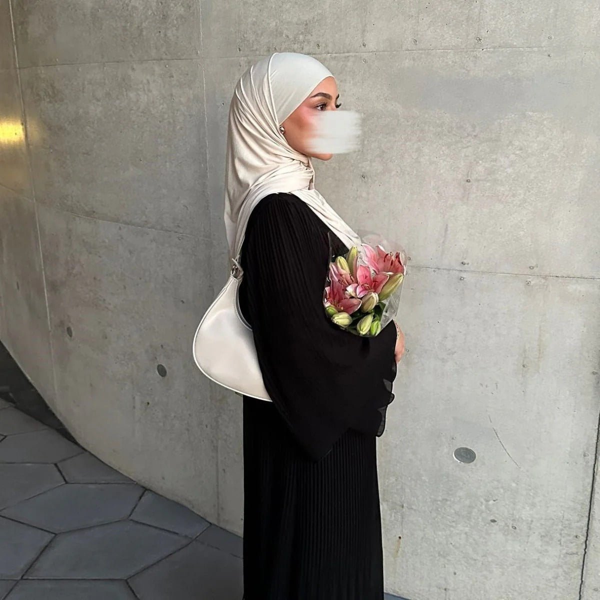 Pleated Chiffon Pullover Robe Dress