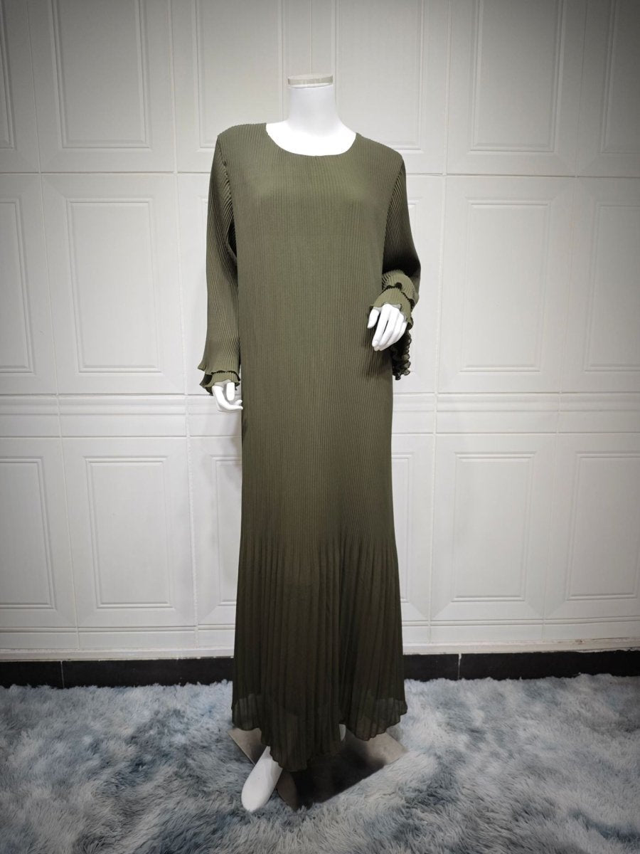 Pleated Chiffon Pullover Robe Dress