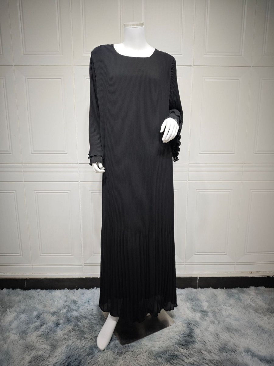 Pleated Chiffon Pullover Robe Dress