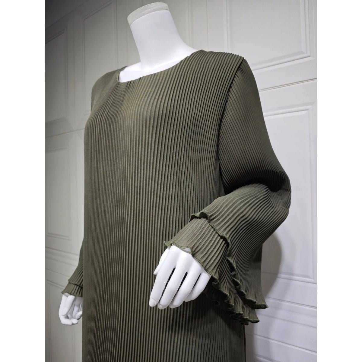 Pleated Chiffon Pullover Robe Dress