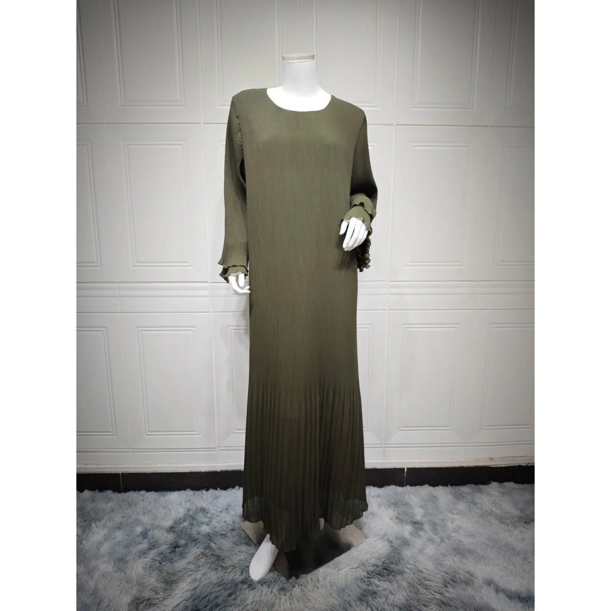 Pleated Chiffon Pullover Robe Dress