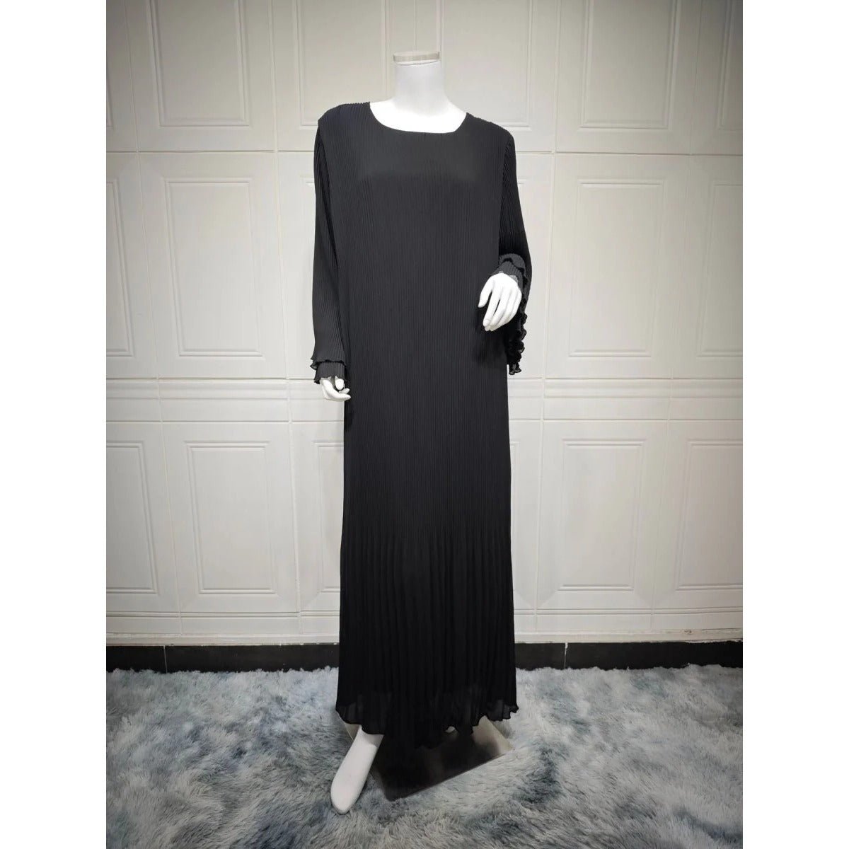 Pleated Chiffon Pullover Robe Dress