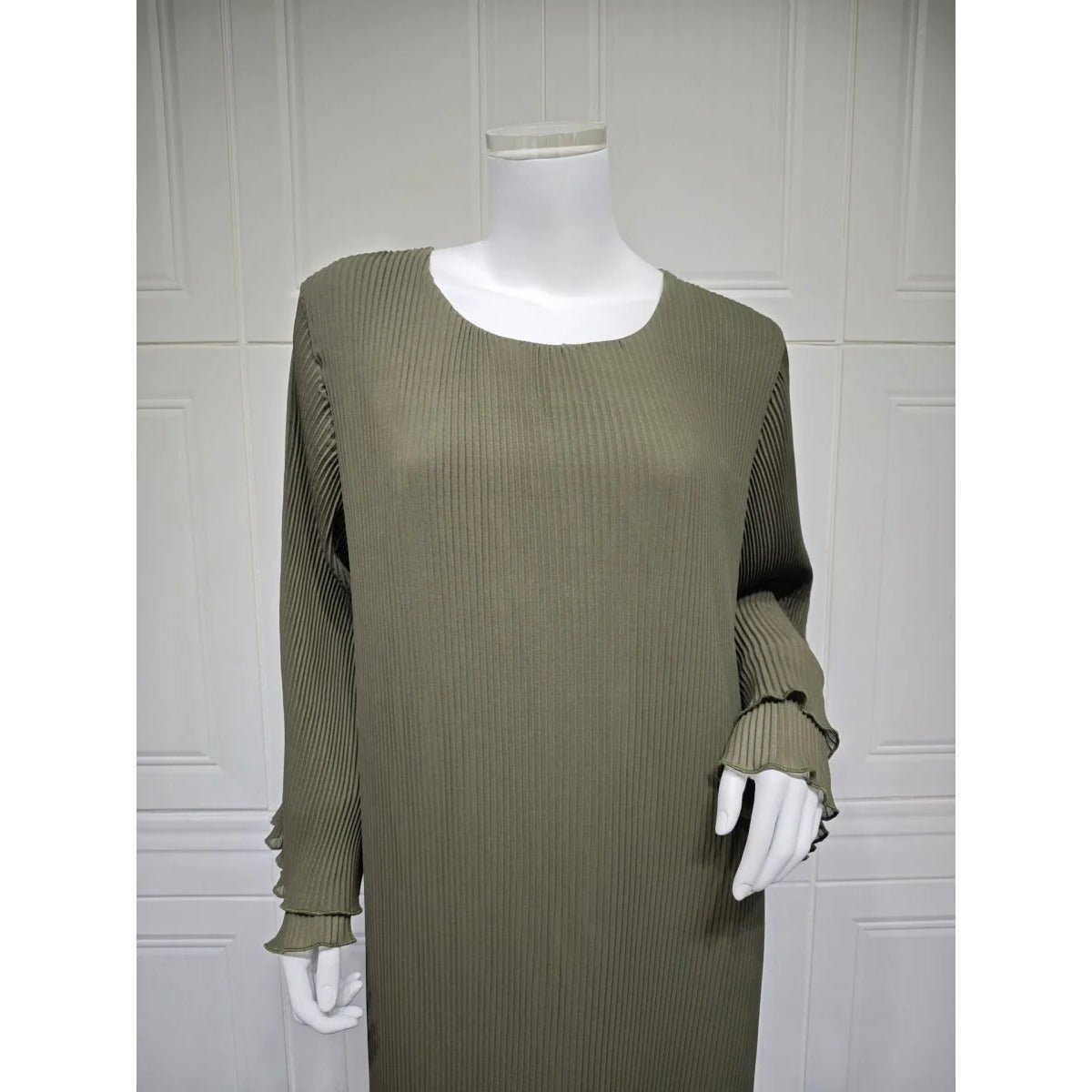 Pleated Chiffon Pullover Robe Dress