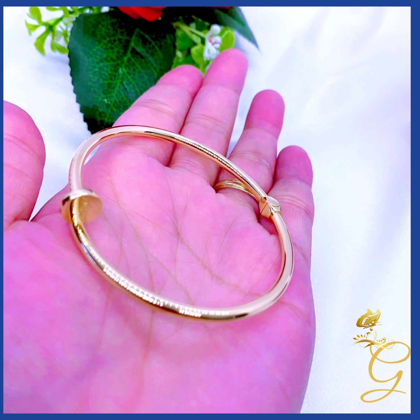 18K Real Gold Nail Bangle size 18”