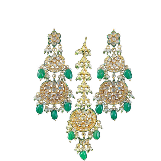 Kundan Earrings and Tika Set – Irina