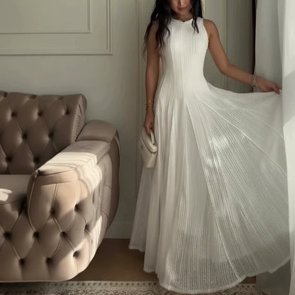 White Pearl-Trim Lace Overlay Maxi Dress Set