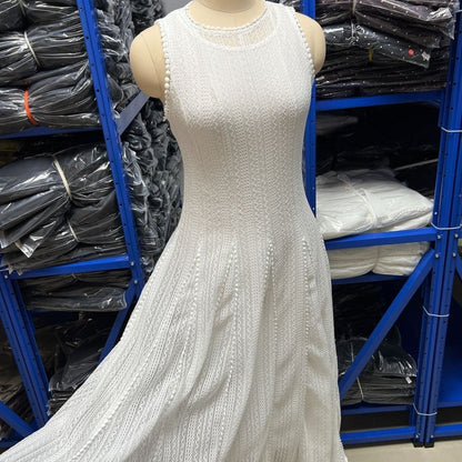 White Pearl-Trim Lace Overlay Maxi Dress Set – view 5