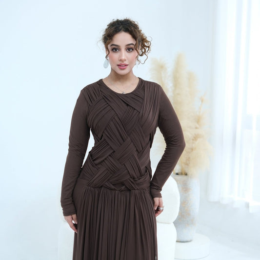 Black Woven Cross-Strap Bodice Mesh Maxi Dress – view 2