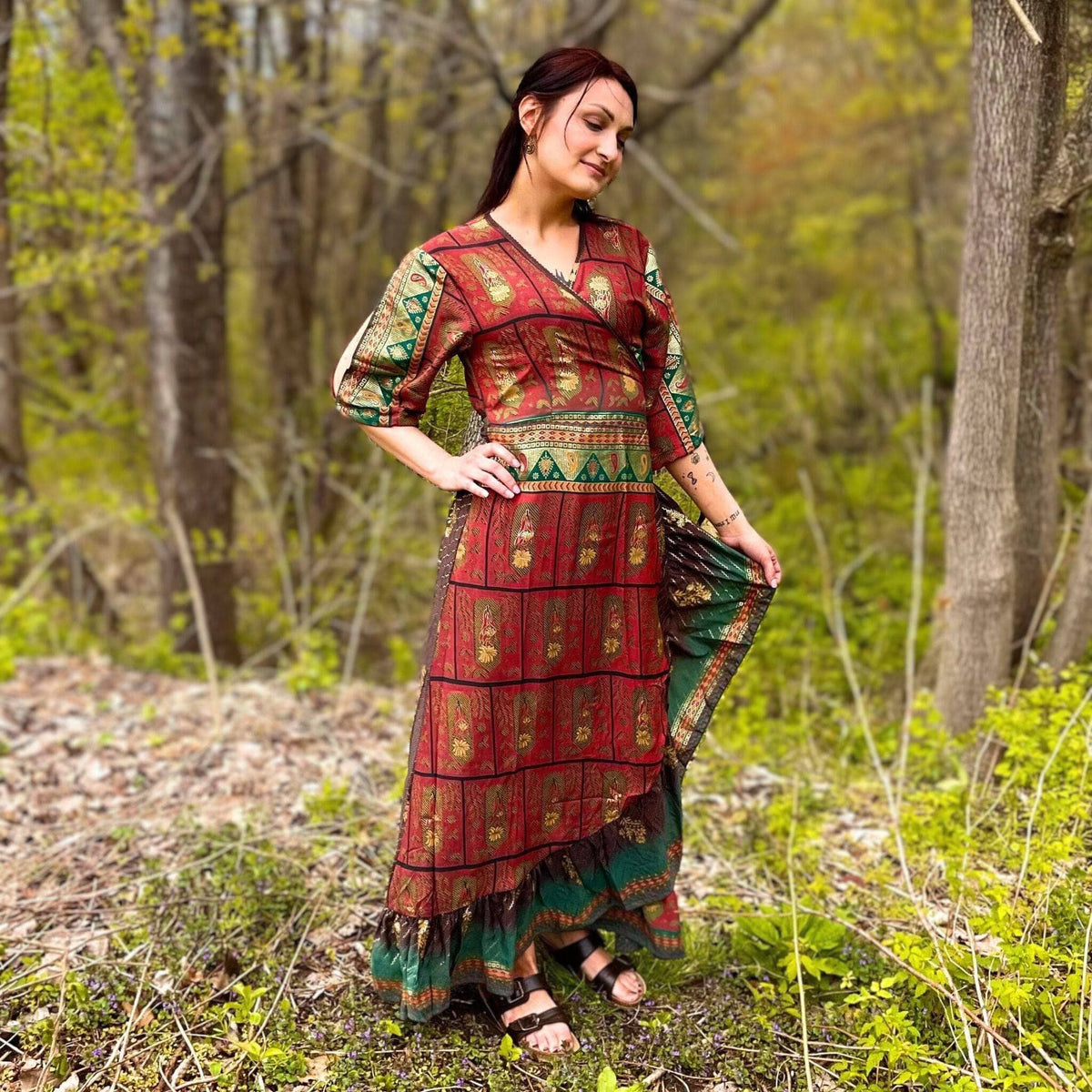 Zaria Reclaimed Sari Wrap Dress