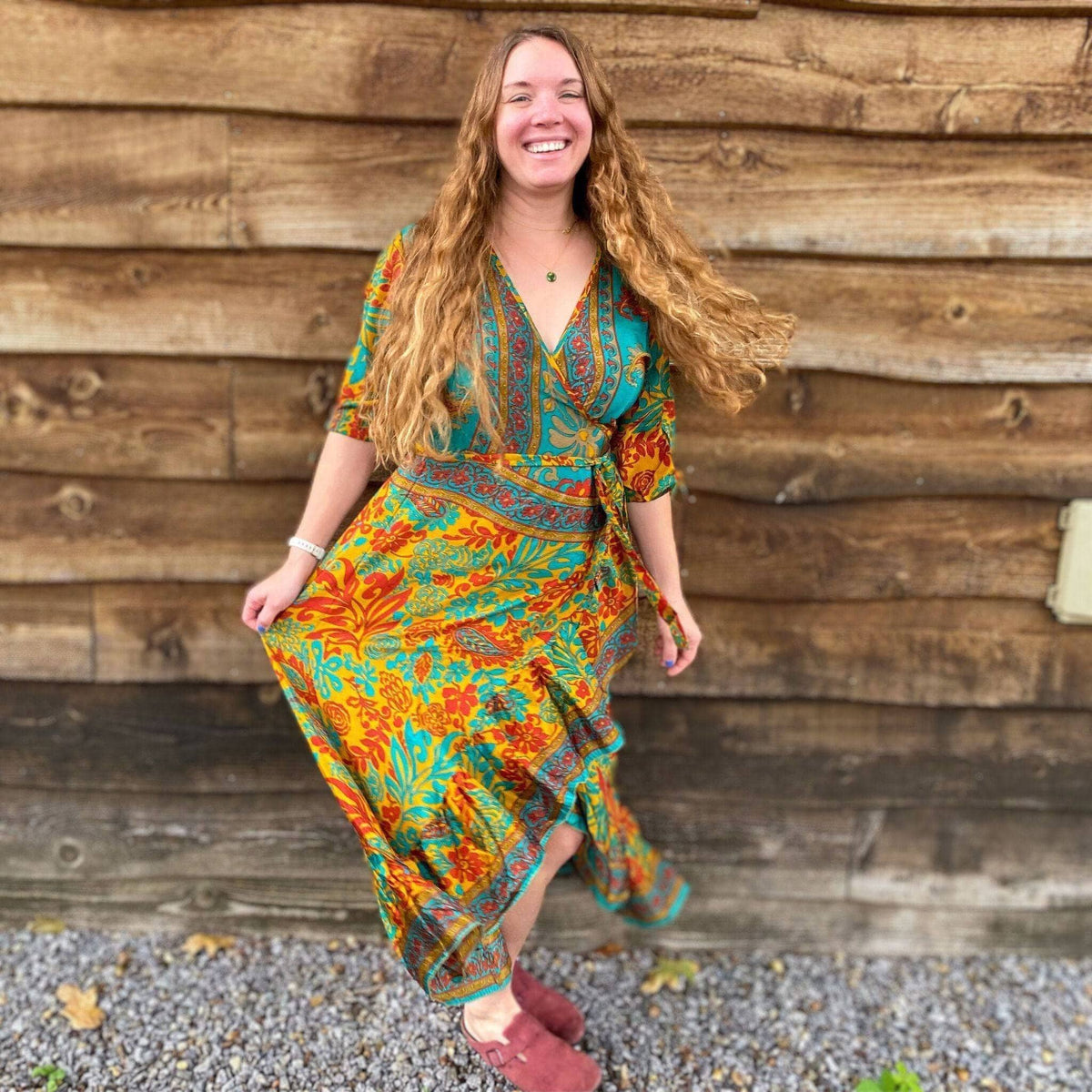 Zaria Reclaimed Sari Wrap Dress