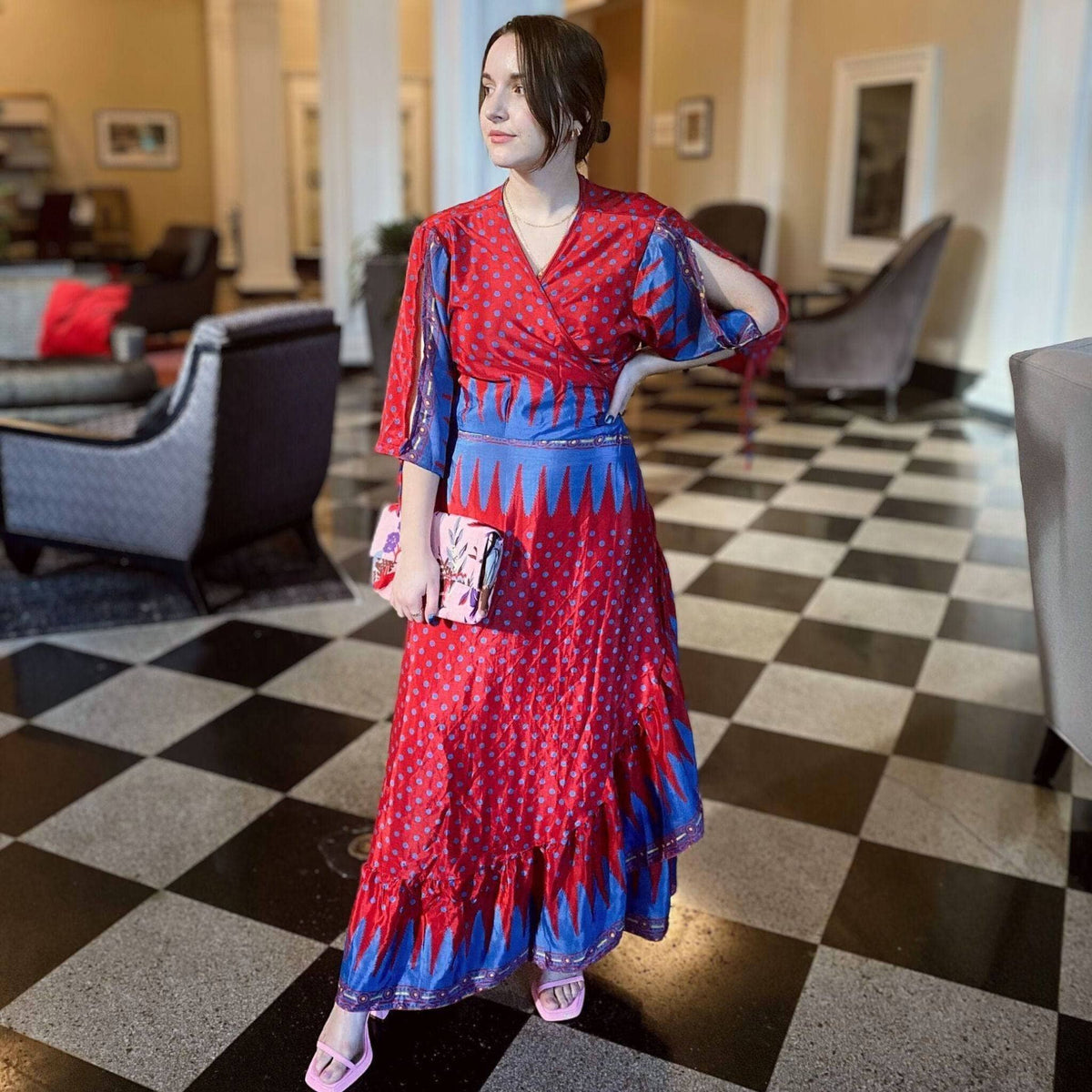 Zaria Reclaimed Sari Wrap Dress