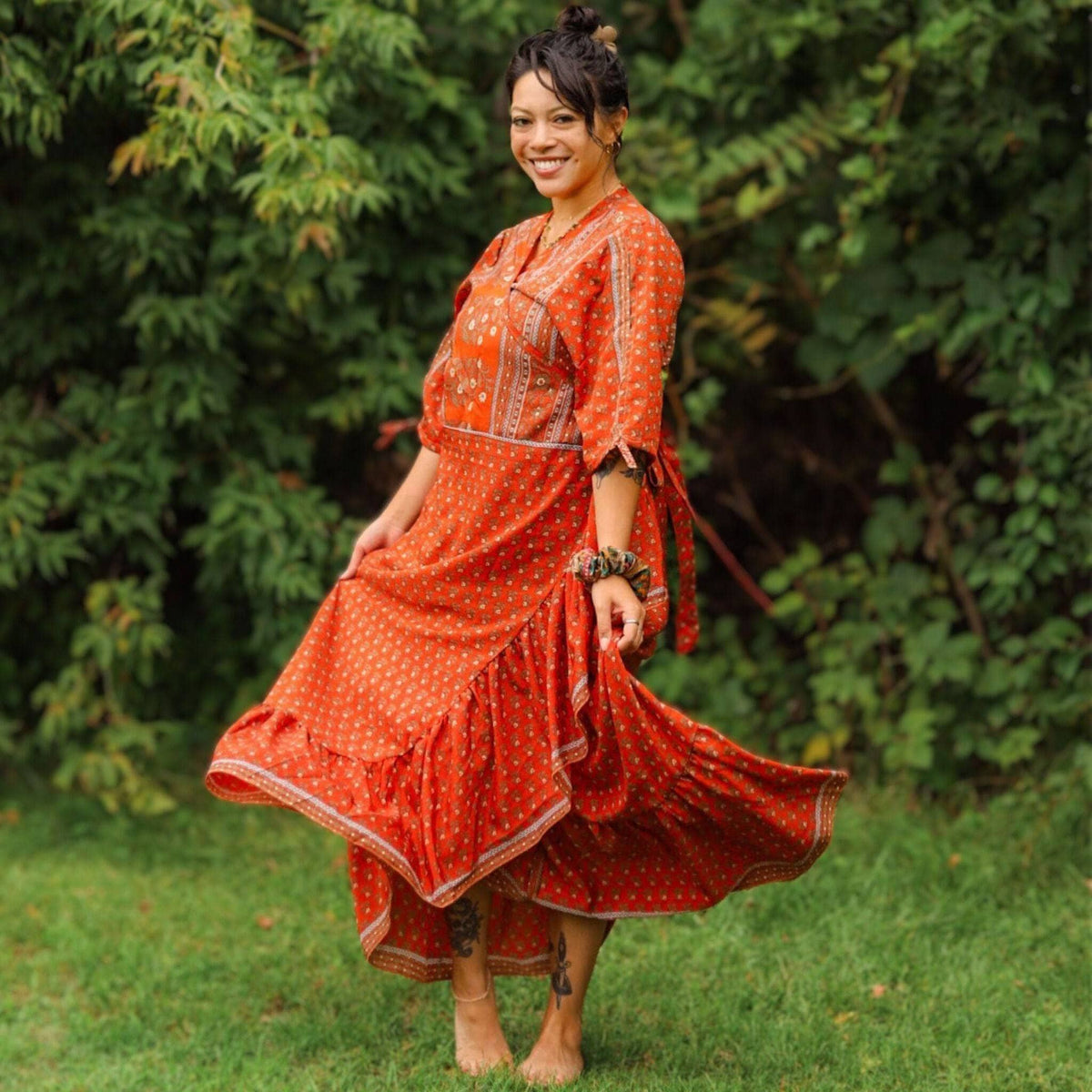 Zaria Reclaimed Sari Wrap Dress